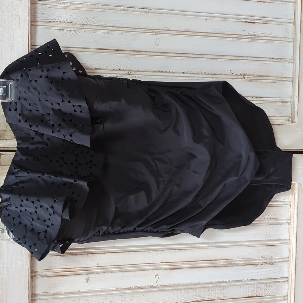 Merona, Black one piece bathing suit. Size Large
